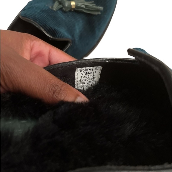 Sperry Green Seaport Levy Mule Velvet Fur Lined Size 6 - Picture 4 of 5
